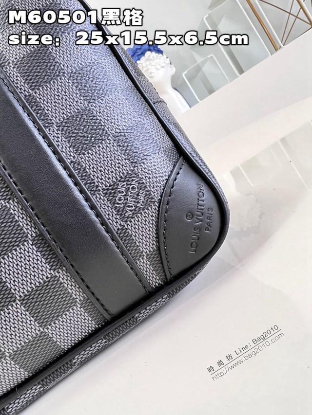 LV專櫃2023新款Pochette Kasai手包 M60501黑格 路易威登黑格男士手拿包 dn1286